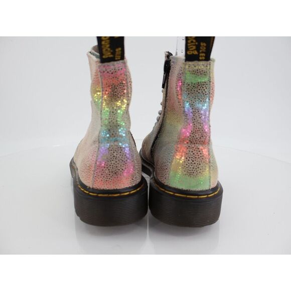 Dr Doc Martens 1460 J Pascal Rainbow Glitter Boots Girls Size 3 Combat Shoes - Picture 6 of 13